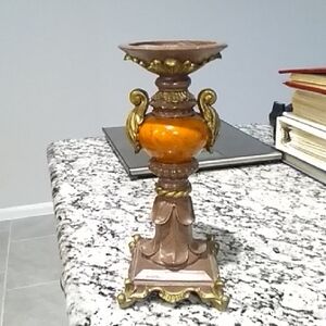 Elegant Bronze and Gold Candle Holder